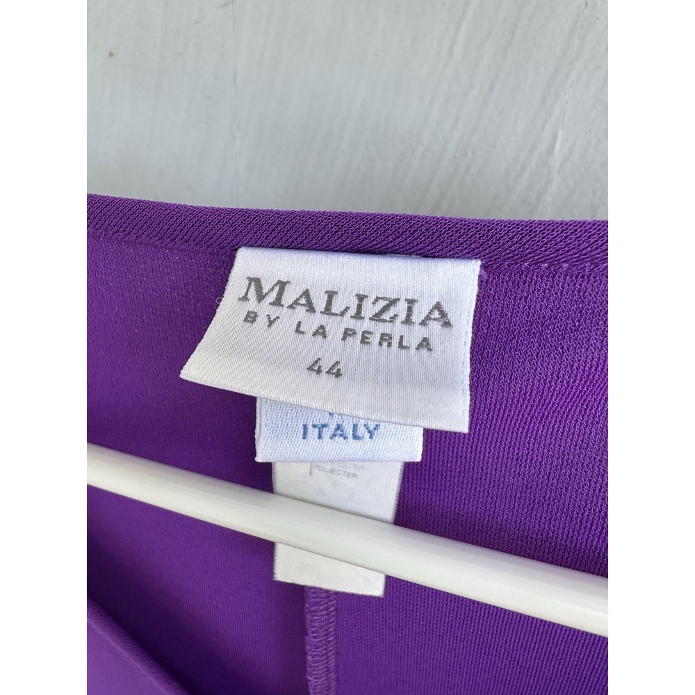 Vintage Malizia by La Perla Purple V-Neck Sheath Dress Italy Size 44 (US 8/10) - Picture 2 of 4
